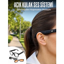 TeknoKapsül Yapay Zekâ Destekli Akıllı Bluetooth Gözlük Açık Kulak Ses Sistemi Günlük Kullanıma Uygun Hafif Tasarım -