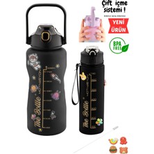 St. Morritz Premium Bpa Içermez 2li Motivasyonel 2 Litre Su Matarası + 750ML Matara Su Matarası,su Şişesi,suluk