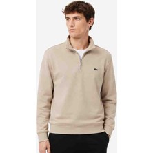 Lacoste Fermuar Yaka Bej Regular Fit Uzun Kol