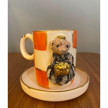 Atölye no17 Turuncu Damalı Kız Teddy Fincan