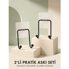 TeknoKapsül Ikili Yapışkanlı Askı Seti Duvar Tipi Çok Amaçlı Pratik Askılık 2 Adet -