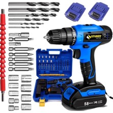 St. Morritz Japon Professıonel Tools 58V 8AH Pr-T Metal Şanzıman Şarjlı Çift Akülü Vidalama 27PRÇ Uç Setli