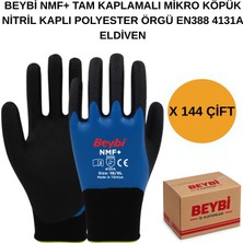 Beybi Arge Toptan Nmf+ Tam Kaplı Mikro Köpük Nitril Kaplı Polyester Örgü Eldiven 144 Çift No 10 Xl