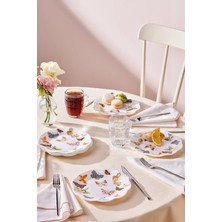 St. Morritz Kelebek Yeni 6 Kişilik Beyaz Opal Cam Pasta Seti 18 cm
