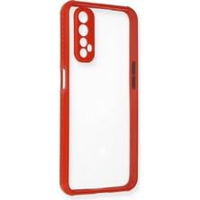 Kmrsfres Newface Realme 7 Kılıf Miami Şeffaf Silikon - Kırmızı