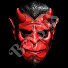 BeySüS Halloween Maske Hellboy Kırmızı Boynuzlu