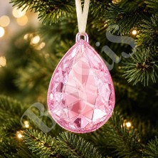 BeySüS Yılbaşı Çam Ağacı Süsü Kristal Damla Kesim Pembe