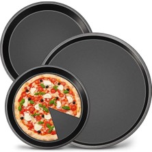 St. Morritz 32-34-36 cm 3'lü Emaye Yuvarlak Pizza Fırın Tepsi Seti