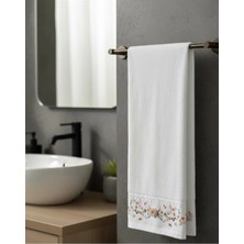 St. Morritz %100 Pamuk Turuncu Çiçek Desenli 50X90 El , Yüz Havlusu , Banyo Havlusu
