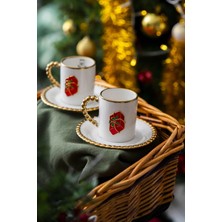 St. Morritz Dario Yılbaşı 2 Kişilik Kırmızı Hediye Kutu Kahve Fincanı Takımı - 90 ml
