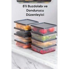 St. Morritz 8li Buzdolabı Organizer Mikrodalga ve Derin Dondurucu Buzluk Bakliyat Saklama Kabı - Antrasit