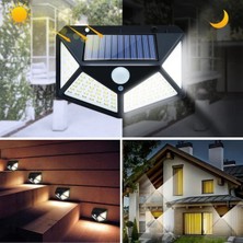 TKÇ 100 Ledli 3 Farklı Aydınlatma Ayarlı Solar Güneş Enerjili Hareket Sensörlü Bahçe Duvar Lamba