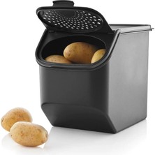 St. Morritz 5,5 Lt Maksi Kiler Patates Soğan Saklama Kabı Siyah Kırmızı Etiket
