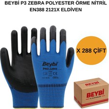 Beybi Arge Toptan Pn3 Zebra Polyester Örme Nitril Eldiven 288 Çift No 10 Xl