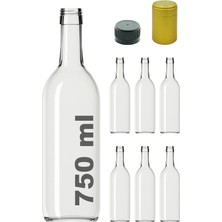 St. Morritz 750 ml Şeffaf Mountain Standart Siyah Kapaklı ve Kapüşonlu Boş Cam Şişe 6 Adet