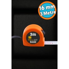 St. Morritz Şerit Metal Bükülebilir Metre Plastik Kasalı 3 M x 16 mm Turuncu Renk Düğmeli Ölçüm Ölçme