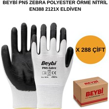 Beybi Arge Toptan Pn5 Zebra Polyester Örme Nitril Eldiven 288 Çift No 10 Xl