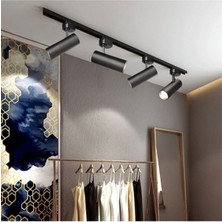 St. Morritz 30 Watt 4 Adet Rayspot 1 Metre Ray Siyah Kasa Günışığı (3200K) Tombul