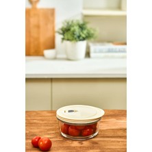 St. Morritz Cream Vakumlu Kapaklı Cam Saklama Kabı 0.6 Lt