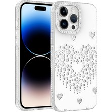 Roketcim Apple iPhone 14 Pro Max Kılıf Damla Taşlı Rivas Sert Pc Kapak
