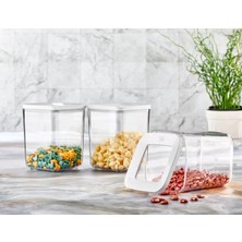 St. Morritz Kare Saklama Kabı 900ML 3 Lü Kavanoz Set