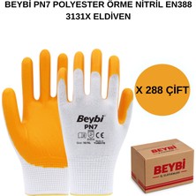 Beybi Arge Toptan Pn7 Polyester Örme Nitril Eldiven 288 Çift No 10 Xl