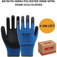 Beybi Arge Toptan Pn Zebra Polyester Örme Nitril Eldiven 288 Çift No 10 Xl
