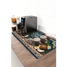 Valerine Life Barista Kahve Barı Matı 40X90CM Espresso Makinesi Çaycı Altlığı Coconut Blue