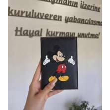 Efe Deri Mickey Mouse Figürlü Dikişli Oto Ruhsat Kılıfı Kabı Araç Ruhsat Koruyucu Ruhsatlık