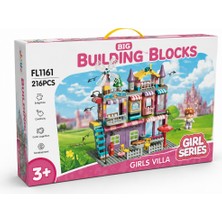 NW NessiWorld FL1161 216 Parça Monte Edilebilir Yapı Seti Büyük Yapı Taşları  Kız Villa