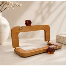Velanee Doğal Ahşap Çanta Bursu Kehribar Renk 20CM