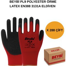 Beybi Arge Toptan Pl9 Polyester Örme Lateks Eldiven 288 Çift No 9 L