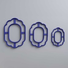 Craftelle Çiçek / Dalga Kenarlı Oval Çerçeve Seramik Kesici Kalıp – Ayna, Fotoğraflık ve Polimer Kil Kalıbı - Krem - 7.5X10 cm