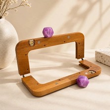 Velanee Doğal Ahşap Çanta Bursu Lila Renk 20CM
