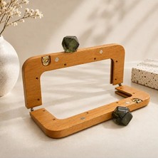 Velanee Doğal Ahşap Çanta Bursu Açık Yeşil Renk 20CM