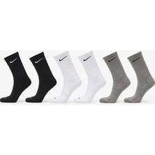 Nike Everyday Plus Pamuklu Unisex Siyah Gri Beyaz  6 Çift Çorap