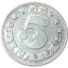 Yediotuz Digital Pazarlama Yugoslavya 5 Dinar Yabancı Madeni Koleksiyon Para