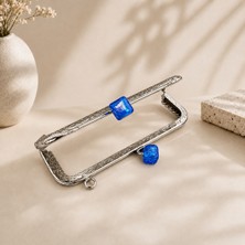 Velanee 15 cm Mavi Taş Detaylı Gümüş Renk Metal Çanta Klipsi