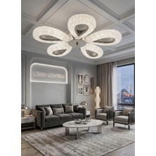 Rain Model 5"li Gümüş 3 Renk Modu Ledli Modern Plafonyer Salon Mutfak Çocuk Yatak Odası LED Avize