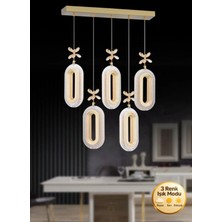 Spica Model 5"li Gold 3 Renk Modu Yemek Masası Oturma Çocuk Yatak Odası Modern Ledli Avize