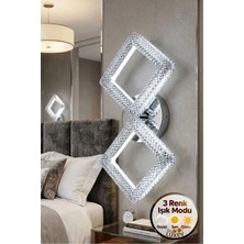 Aria Model 2"li Gümüş 3 Renk Modu Kristal Salon Mutfak Yatak Çocuk Odası Aplik