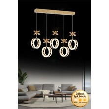 Mimoza Model 5"li Kumandalı Gold 3 Renk Modu Yemek Masası Oturma Çocuk Yatak Odası Modern Ledli Avize