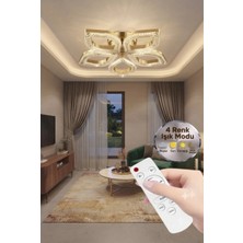 Yaprak Model Gold 5"li Ledli 3 Renk Modu Kristal Salon Mutfak Yatak Çocuk Odası Avize