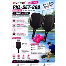 Avessa PKL-SET-200 Pembe Fiberglass Pickle Raket Seti – 2 Raket + 4 Top - 40 x 20 cm Raket