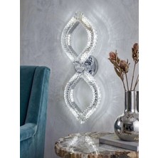 Yaprak Model Ikili Gümüş 3 Renk Modu Kristal Taşlı Salon Mutfak Yatak Çocuk Odası Aplik