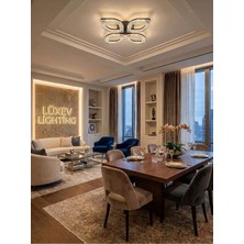 Yaprak Model Siyah 4"lü Ledli 3 Renk Modu Kristal Salon Mutfak Yatak Çocuk Odası Avize