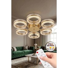 Mimoza Model Gold 6"lı Ledli 3 Renk Modu Kristal Salon Mutfak Yatak Çocuk Odası Avize