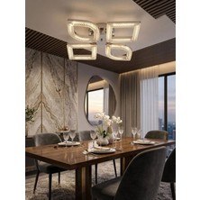 Vesta Model Gümüş 4"lü Kumandalı Ledli 3 Renk Modu Kristal Salon Mutfak Yatak Çocuk Odası Avize
