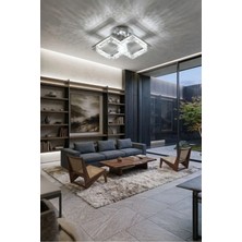 Aria Model 2"li Gümüş 3 Renk Modu Ledli Modern Tavana Sıfır Salon Mutfak Çocuk Yatak Odası LED Avize