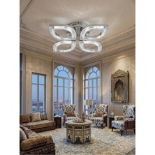 Yaprak Model Gümüş 4"lü Ledli 3 Renk Modu Kristal Salon Mutfak Yatak Çocuk Odası Avize